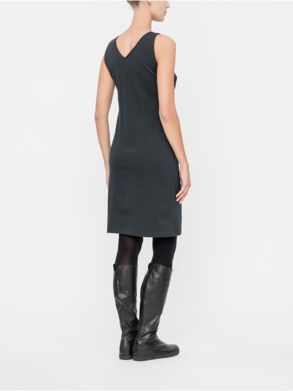 SARAH PACINI grey V neck sleeveless dress small